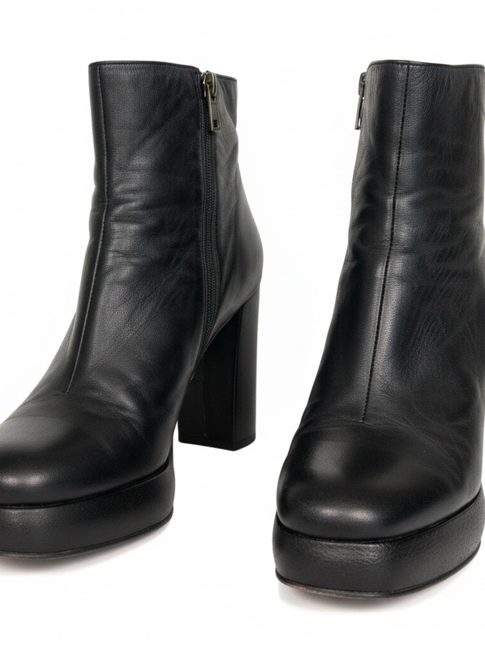 See by Chloé Black Leather Platform Ankle Boots — Size 40